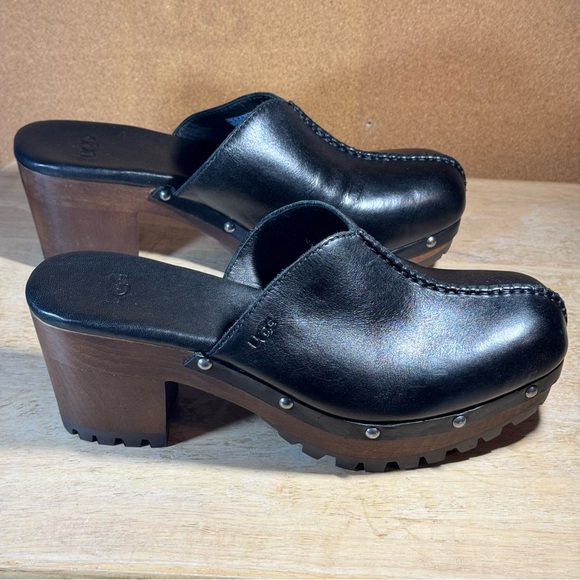 UGG clogs, black leather, studded. Size 9M - Picture 2 of 15